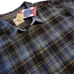 NWT Woolrich Blue Plaid Flannel Button down Shirt Classic Fit Cotton Men's 3XL